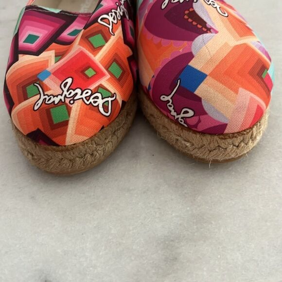 Desigual Espadrilles Beach Plana Deck Colorful Geo Design Sz 38 Spain = Us 8 - Picture 3 of 10